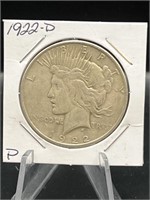 Peace Dollar 90% Silver 1922-D