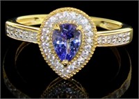 Pear Cut Natural Tanzanite Cocktail Ring