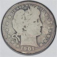 1901 USA Silver Barber Quarter