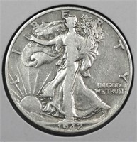 1942-D USA Silver Walking Liberty Half Dollar