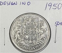 1950 Design in 0 Canada Silver 50 Cents