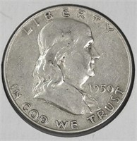 1950  USA Silver Franklin Half Dollar