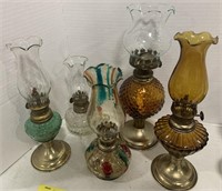 Glass and metal oil lamps