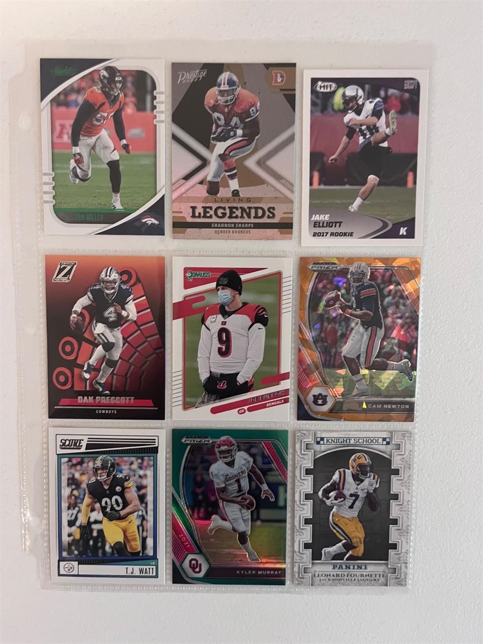 NFL cards Burrow, Prescott, Watt, Sharpe