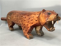 Carved Wood Jungle Cat, El Tigre