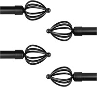 Black Curtain Rod w/ Twisted Cage Finials, 4Pk