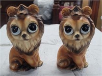 Two Hand Painted 1960's Lion Figurines