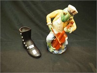 9 1/2" figurine of frog playing a cello; plus 5"