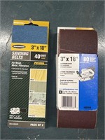 3x18in sanding belts, new. 1- 40 grit, 5- 80 grit