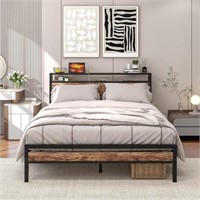 Bofeng metal queen bed frame with 2 tier storage,