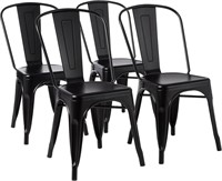 Metal Dining chairs -set of 4, Black  - open box