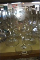 LOT OF SEVEN ETCHED GLASS STEMWARE