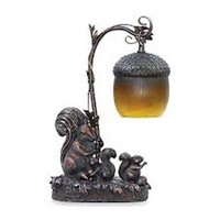 STERLING SQUIRRELS AND ACORN TABLE LAMP