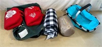 colapsible picnic basket, car blankets & more