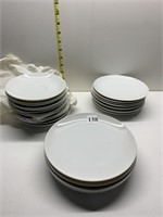 12 SAUCERS, 9 LUNCHEON PLATES, 5 7.5" PLATES