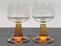 Amber Beehive Stemware Wine Glasses - 5.5"