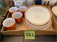 Corelle Orange & Gold Banded Dinnerware Set