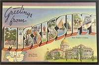 Vintage "Greetings from Mississippi" PPC Postcard