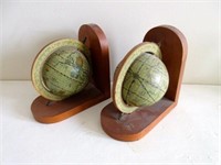 Pair of Wooden Globe Book Ends