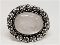 Rose Quartz German Silver Ring, Size 7