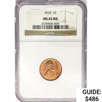 1910 Wheat Cent NGC MS65 RD