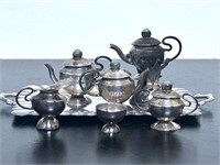 Vintage Miniature Tea set Mexican Silver