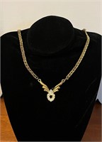Vintage gold tone and rhinestone necklace