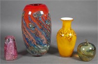 (4) Signed Blown Glass Object