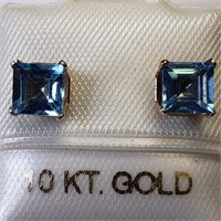 $240 10K  Blue Topaz Earrings