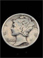 Vintage 1936 10C Mercury Silver Dime coin