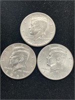 Lot of Three John F. Kennedy Half Dollars