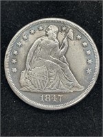 1847 Liberty Seated Silver Dollar