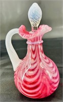 Fenton Cranberry Opal Drape Optic Vinegar Bottle