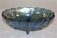Blue Carnival Glass Fruit Bowl