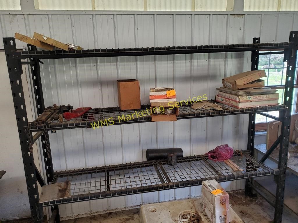 Steel Shelving Unit & Contents - 7' Tall, 24" Deep