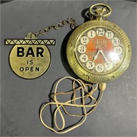 (DK) Wall-Mounted Bar Clock And Open/Closed Sign.