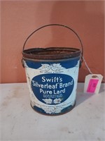 Swift's "Silverleaf" brand pure lard bucket, 6 i