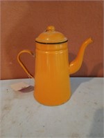 8 inch orange graniteware teapot