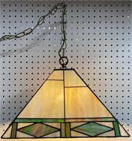 Slag Glass Hanging Lamp Mission Style