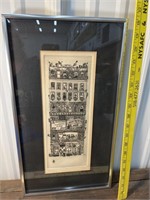 Cool engraving of building, signed & numbered