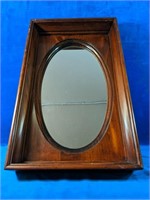 Wooden framed oval mirror 13" x 3" x 21"