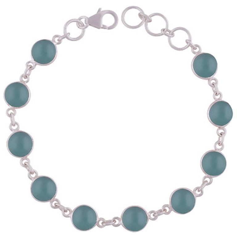 Sterling Silver Aqua Chalcedony Bracelet