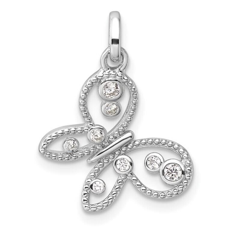 Sterling Silver Rhodium-Plt Butterfly Pendant