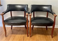 MCM Side Chairs Leather & Nail Head Trim
