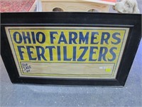 OHIO FARMERS FERTILIZER PAPER SIGN FRAMED