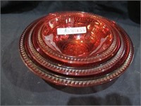 3 PIECE CRANBERRY BOWL NESTING SET