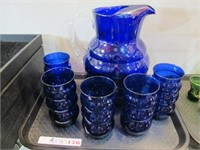 6 PIECE COLBALT BLUE DRINK SET