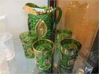 5 PIECE CARNIVAL GREEN & GOLD DRINK SET