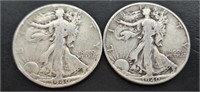 2 Each 1940 Walking Libertys (90% Silver)