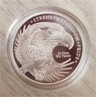 1 oz Silver Bald Eagle/American Flag Round